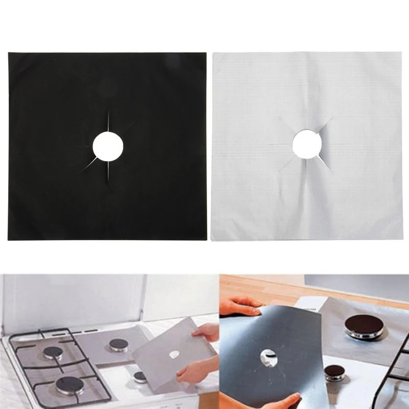 4x Sheets Gas Cooker Liner Protector Cover 27x27CM Stove Furnace Protection Pads