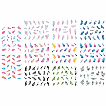 

11 PACKS / LOT NAIL ART 3D SIMULATION BACK ADHESIVE NAIL STICKER BIRD COLORFUL GOOSE DUCK PEACOCK SWAN FEATHER E424-434
