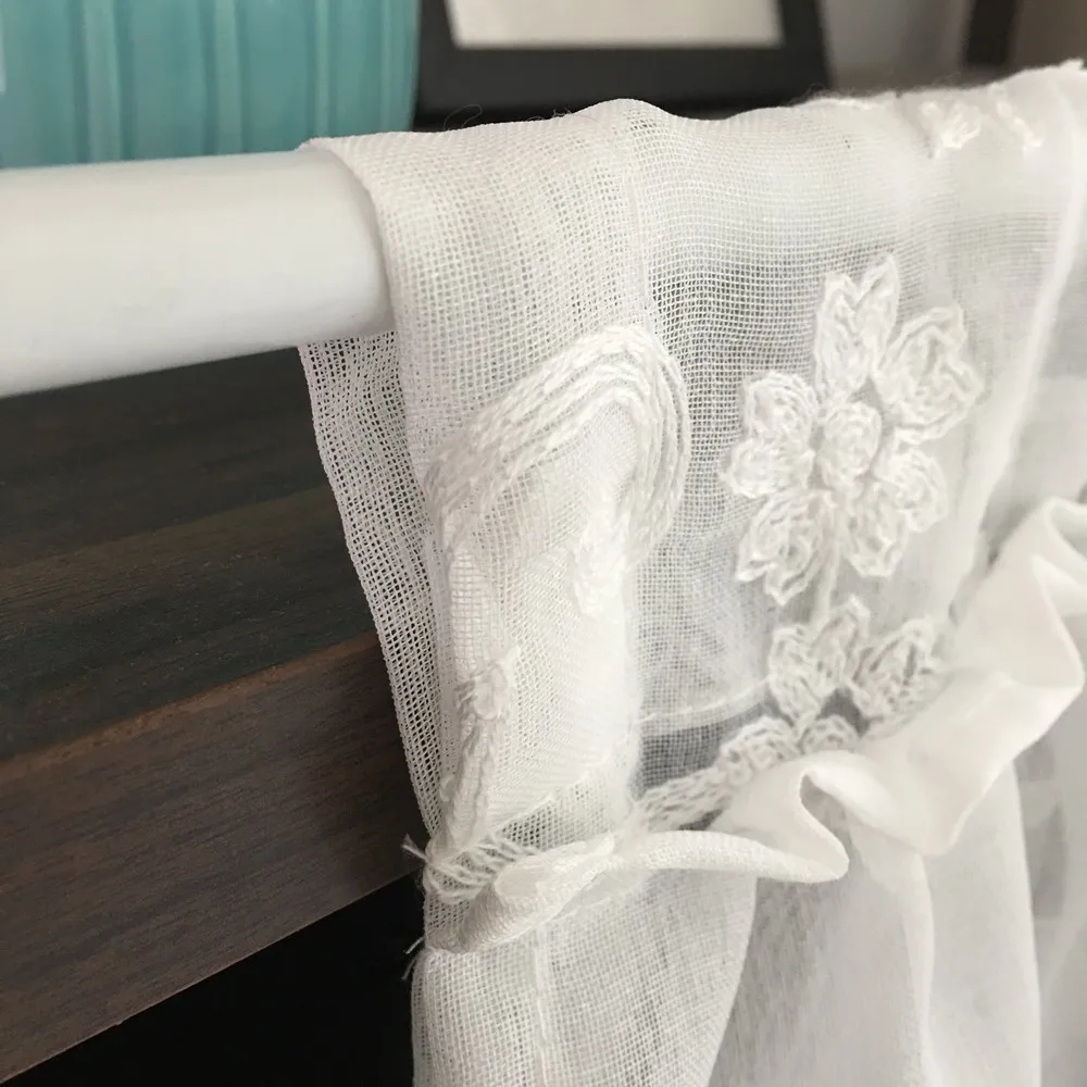 Европейская пасторальная белая кофейная занавеска, роскошная вышитая Тюлевая занавеска s для кухонного шкафа, декоративная занавеска, балдахин для окна