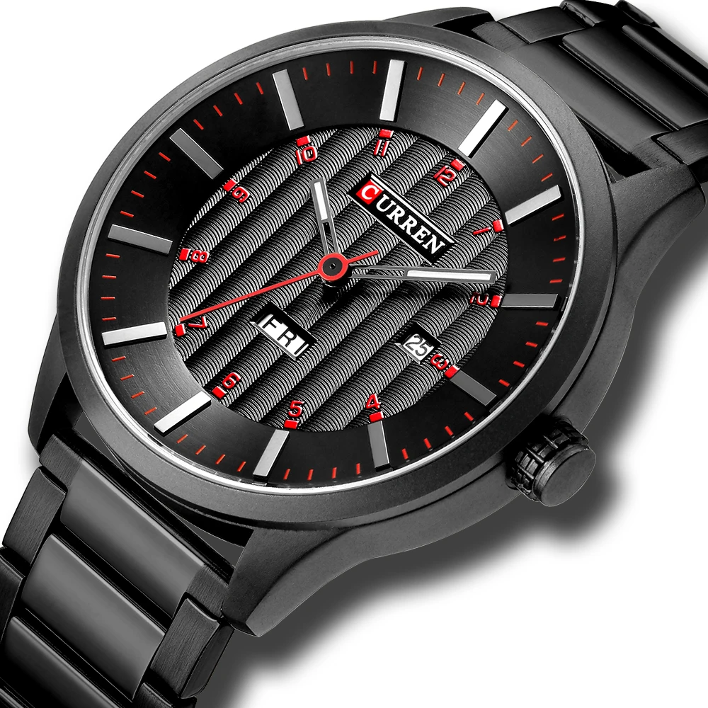 CURREN часы модные Нержавеющая сталь ремешок для мужчин s часы Классический Бизнес Кварцевые наручные часы для мужчин мужские часы с календарем