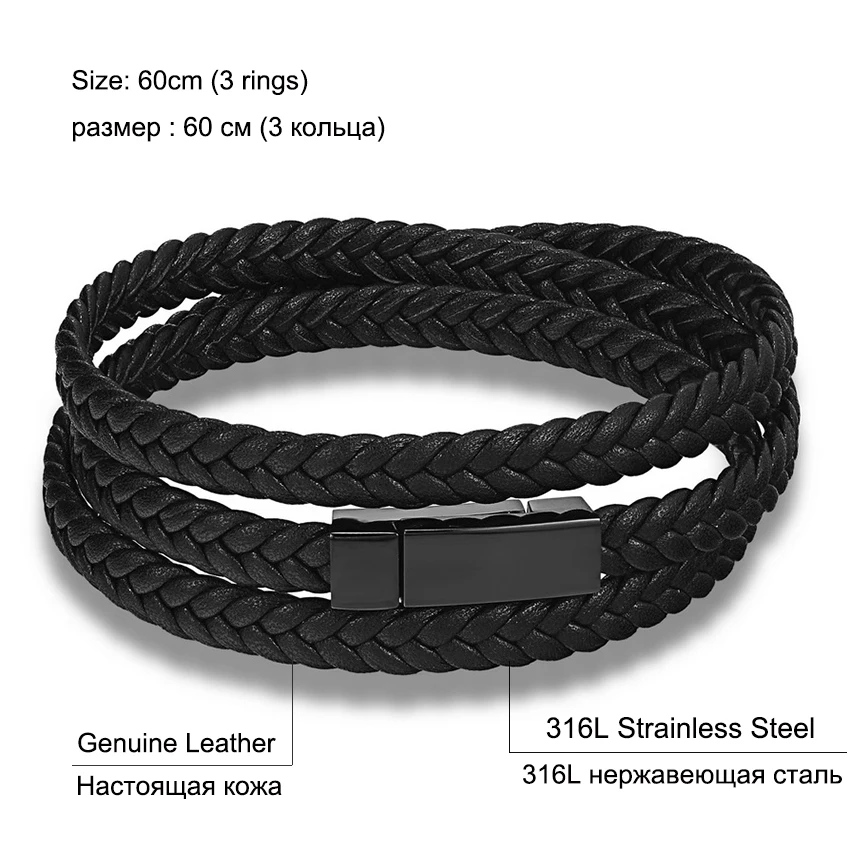 XQNI 2017 Fashion Charm Bracelets 316L Stainless Steel Chain Genuine Bracelets Men Braid Leather Bracelets for women