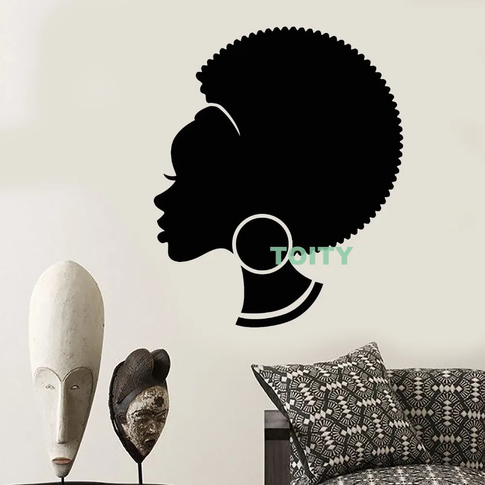 Vinyl Wall Decal Abstract African Woman Hairstyle Black Girl Sticker