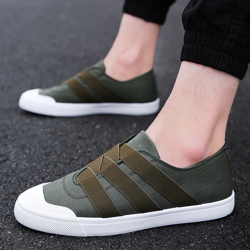 

2019 The new leisure Men's Canvas Shoes Spring Ribbon Stripe Designer Sneaker Men Breathable Loafers