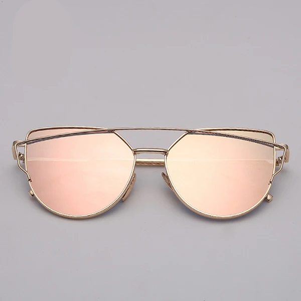 LeonLion, фирменный дизайн, кошачий глаз, солнцезащитные очки для женщин, Ретро стиль, металлические, отражающие очки для женщин, зеркальные, Ретро стиль, Oculos De Sol Gafas - Цвет линз: gold pink