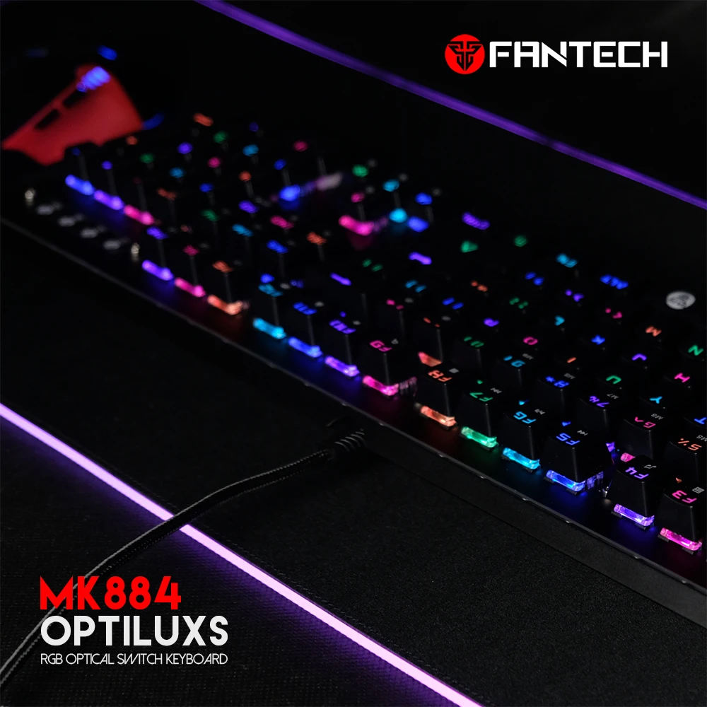 FANTECH MK884 RGB игровая клавиатура все кнопки не имеют коллизий английская Водонепроницаемая оптическая клавиатура Axis для геймеров