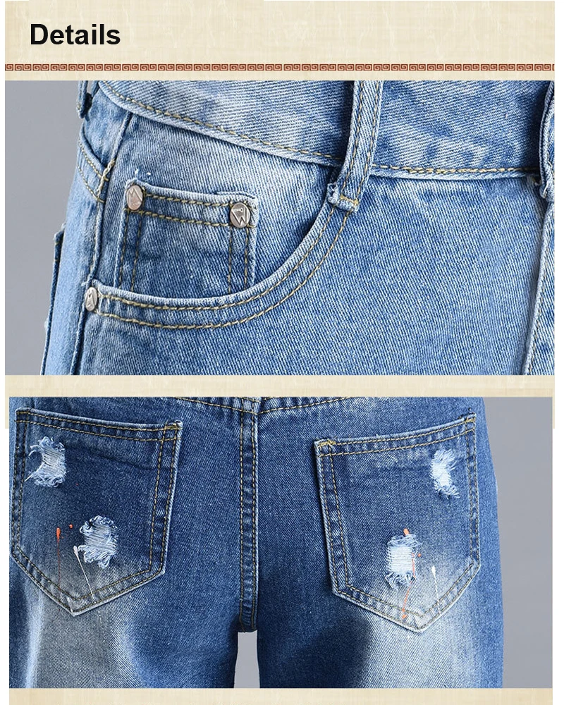 Для женщин летние джинсовые шорты леди рваные джинсовые шорты модные чернила Dot орнамент повседневное стиль тонкий плюс размеры 5XL