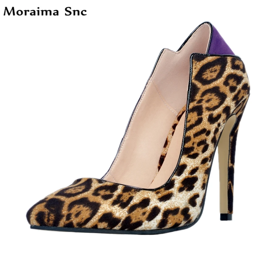 

Moraima Snc high quality sexy women pumps pointed toe leopard print Protection heel thin high heels dress shoes