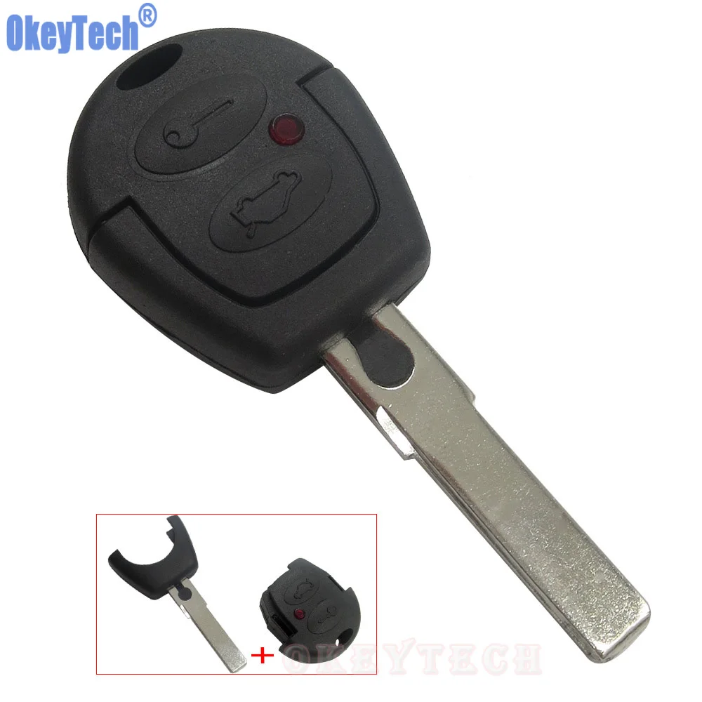 OkeyTech Replacement Key Case For VW Passat Polo Golf Sharan Bora 2 Buttons Blank Remote Key Fob Shell Cover Uncut Blade Keyless