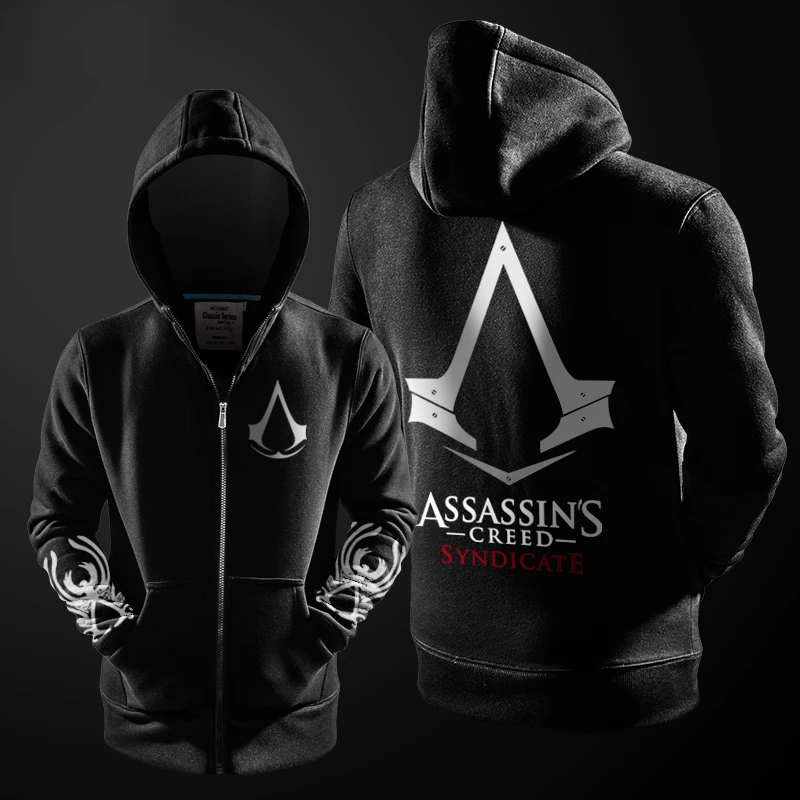 2016 Autumn Winter Assasins Creed font b Hoodie b font Men Black Cosplay font b Sweatshirt