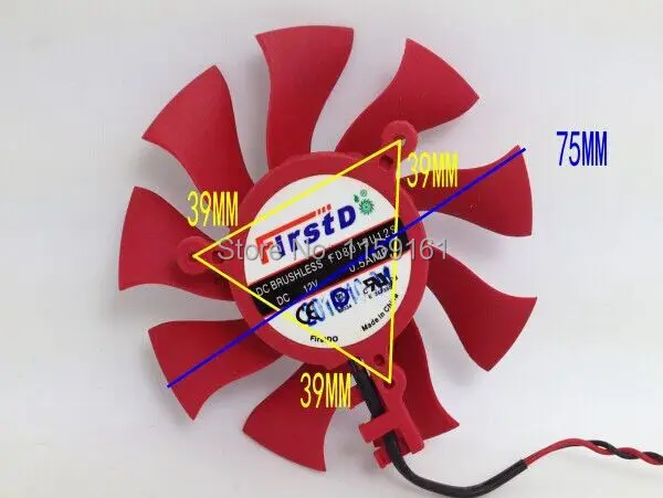 Firstd FD8015U12S бесщеточный вентилятор на постоянном токе 12 В 0.5A 75 мм 39x39x39 мм Графика/вентилятор видеокарты 2Pin