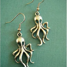 Мода 50 пар винтажное изделие из серебра большой осьминог висячие серьги амулеты серьги с подвесками для женщин DIY ювелирные изделия ручной работы P692