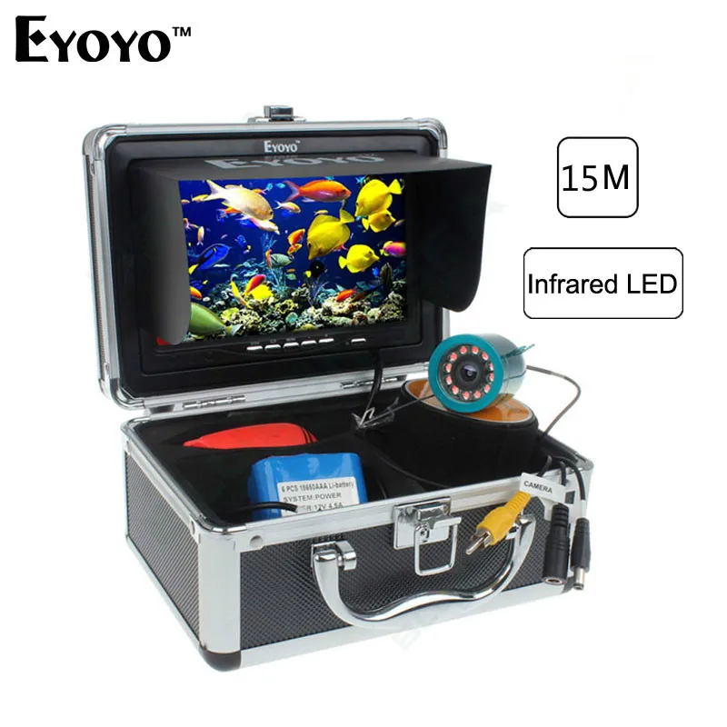 

Eyoyo Professional Fish Finder 15M Underwater Camcorders For Fishing Video Camera 12pc Infrared light WIFI Sounder In Russian