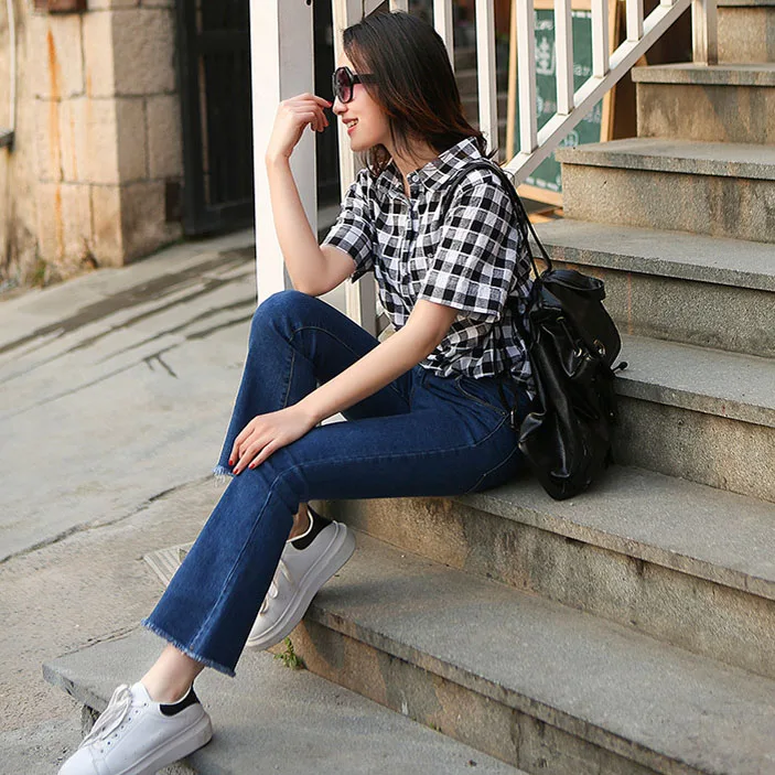 

Women Casual Pencil Jeans Classic Middle Waist Denim Jeans Skinny Girls Slim Pencil Pants High Quality Lady Pants For 4 Season