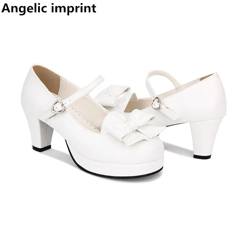 Chica Impresión Partido Zapatos azul Cosplay Princesa Mori Cm Angelical Del Vestido 47 Lolita Marino blanco 6 Mujeres Señora beige Bowties Tacones Negro Mujer Altos 5 Bombas 33 ZrA4qtnr