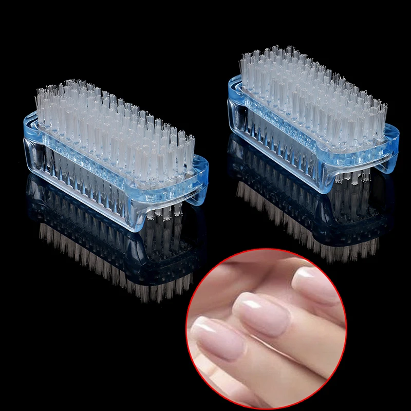 Синяя пластиковая щетка для очистки промывки ногтей, двухсторонняя кисть для чистки ногтей, инструмент для маникюра