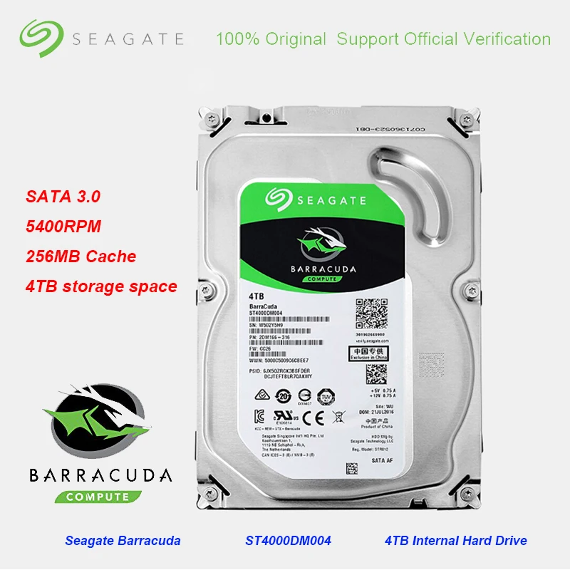  Original Seagate BarraCuda 4TB 3.5 Inch Internal 256MB Cache Gaming HDD5400RPM SATA 3.0 6Gb/s Hard 