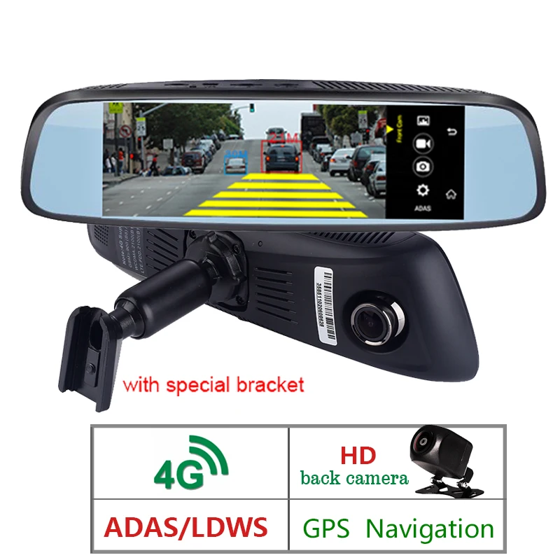 

7Inch 4G Car DVR Camera GPS FHD 1080P Android Dash Cam Navigation ADAS Car Video Recorder Dual Lens back Original Bracket
