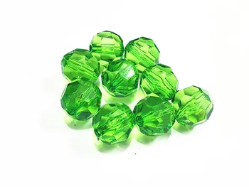 

(Choose Size First) 10mm/12mm/14mm/16mm/18mm/20mm Dark Green Transparent Big Faceted Acrylic Beads