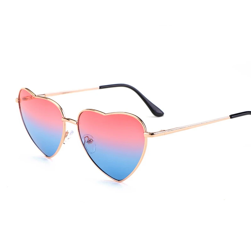 DIGUYAO брендовые высококачественные металлические Детские дизайнерские солнцезащитные очки для мальчиков, детские очки, модные милые Солнцезащитные очки для девочек, солнцезащитные очки с сердечком - Цвет линз: Gold---Pink Blue