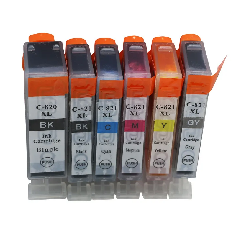 6PK PGI820 820 CLI821 821 Ink Cartridge Replacement For Canon Pixma IP3680 IP4680 IP4760 MX868