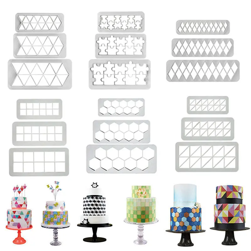

3Pcs/set Cake Decor Sugarcraft Fondant Tools Square Diamond 3D Biscuits Cookie Cutter Mould Cake Decorating Tools Baking Mold