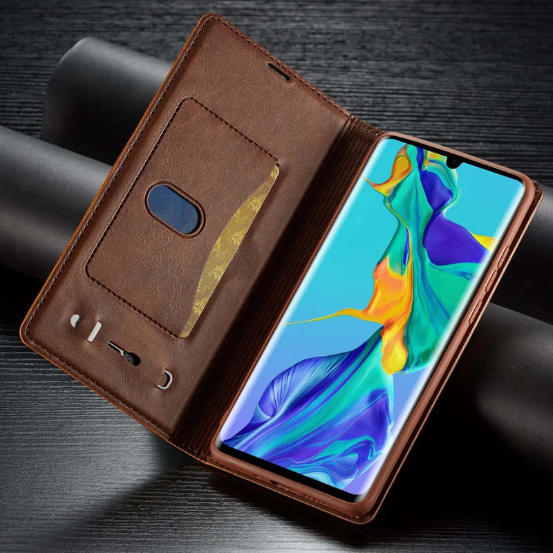 Кожаный чехол с откидной крышкой для Huawei P30 Pro Lite Nova 4e P20 3e магнитным слотом карт