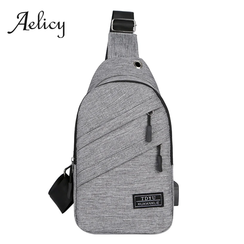 

Aelicy Chest Pack Men Waterproof Business Leisure USB Crossbody Messenger Bag Male Travel multi-functional Diagonal Package