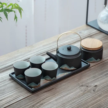 

TANGPIN black crockery ceramic tea sets teapot tea cup porcelain teaset chinese kung fu tea sets drinkware