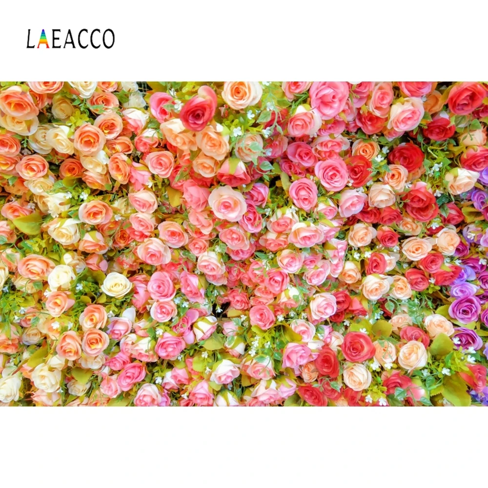 Laeacco Colors Flowers Leaves Wedding Romantic Love Photography Background Customized Photographic Backdrops For Photo Studio