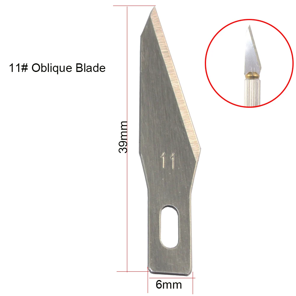 

10 PCS/Pack 11# Oblique Fine Point Knife Blades for Hobby Carving Art and Craft Work Cutting Model Repairing