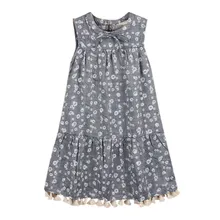 Telotuny/детская одежда летнее платье для девочек вечерние платья с открытой спиной Вечерние платья без рукавов с цветочным принтом и кисточками Boho