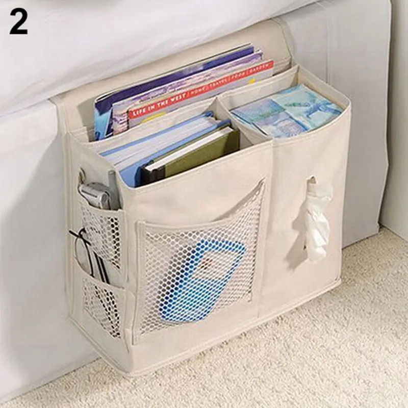

Home Bed Sofa Sundries Pocket Organizer Bedside Storage Mesh Book Hanging Bag Tablet Magazine Cellphone Pouch Organizer