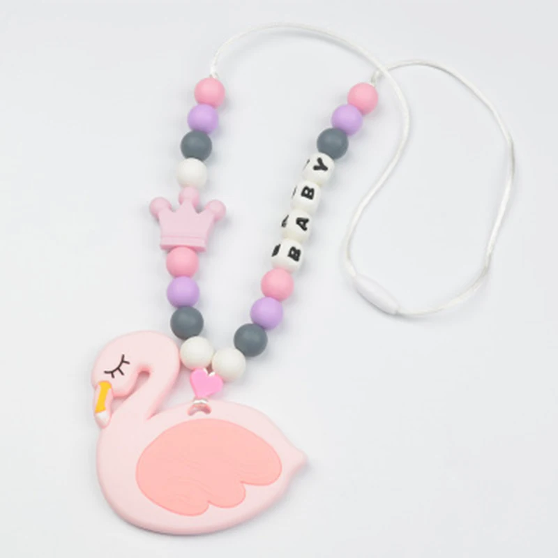 Baby Teether Newborn Infant Silicone Chewable Duck Cartoon Teething Toy Necklace