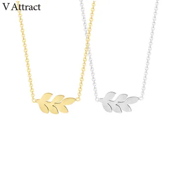

V Attract 10pcs handmade Stainless Steel Minimalist Leaf Necklaces & Pendants Gold Collares Chocker Graduate Gift
