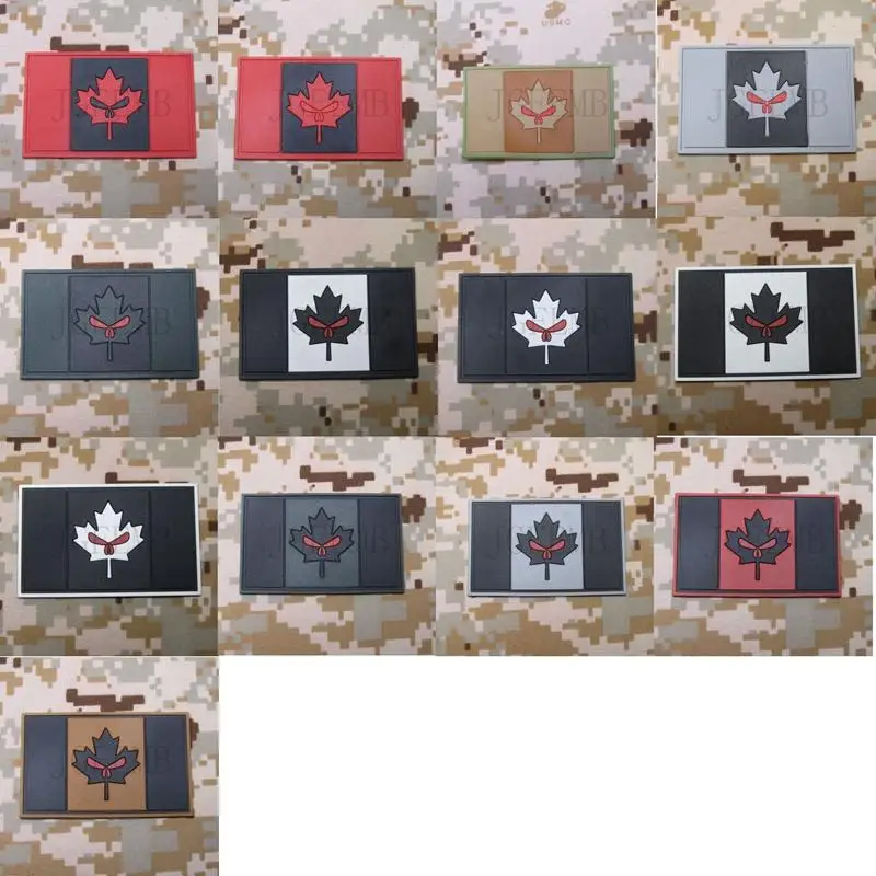 

Canada Red Maple Skull flag 3D PVC patch
