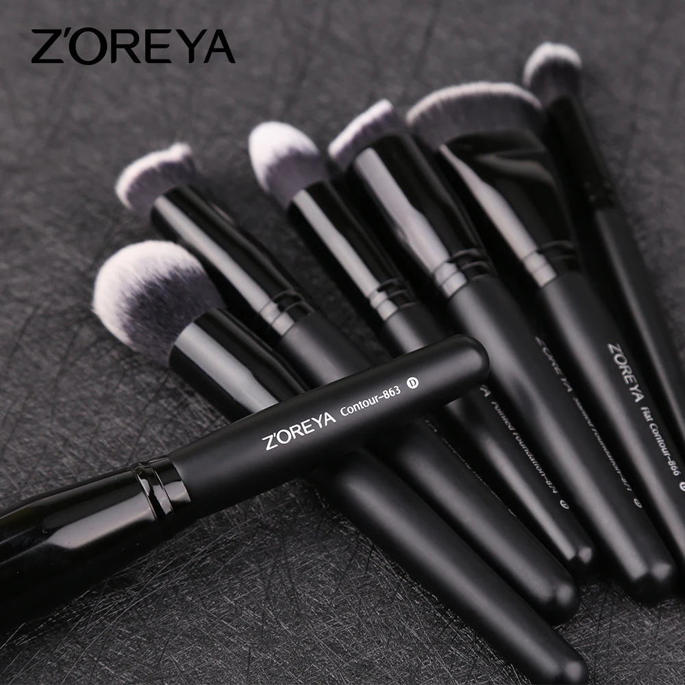ZOREYA бренд 7 шт. кисти для макияжа Профессиональный Большой набор кистей классическая черная косметика для красоты новая модель