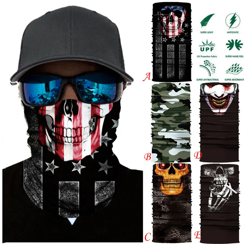 

Skull Face Mask Scarf Halloween Party Face Mask Bike Face Mask Ghost Balaclava Masks Cycling Motorcycle Head Scarf Neck #F30ST02