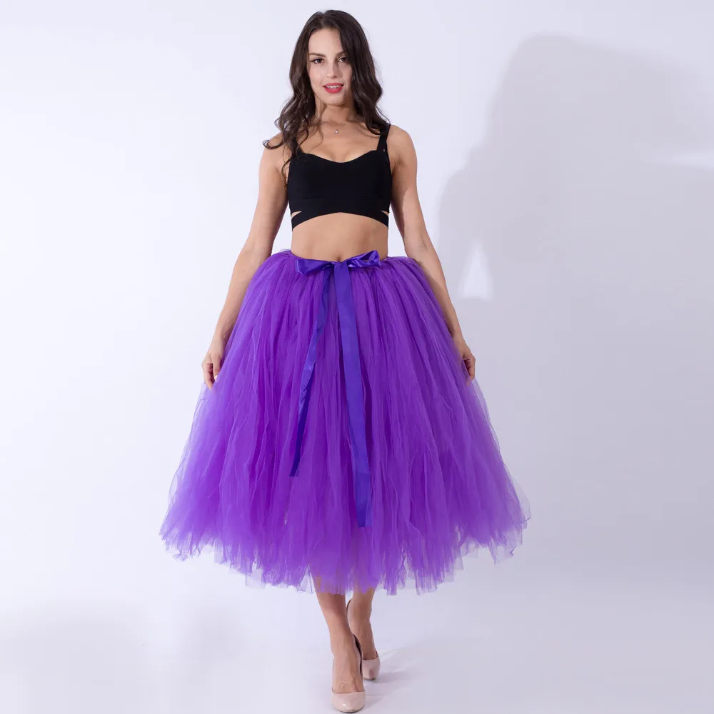 35# юбка женская черная Осенняя модная юбка сетчатая юбка-пачка подружки невесты принцесса пузырь юбки для беременных saia - Цвет: Deep Purple