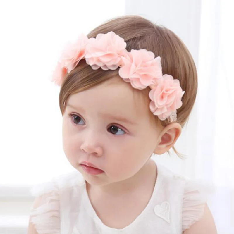 New Baby Pink Flower Headband Girls Ribbon Hair Bands For Girls Kids Infants Turban Newborn Hairband Baby Hair Accessories Girl S Hair Accessories Aliexpress