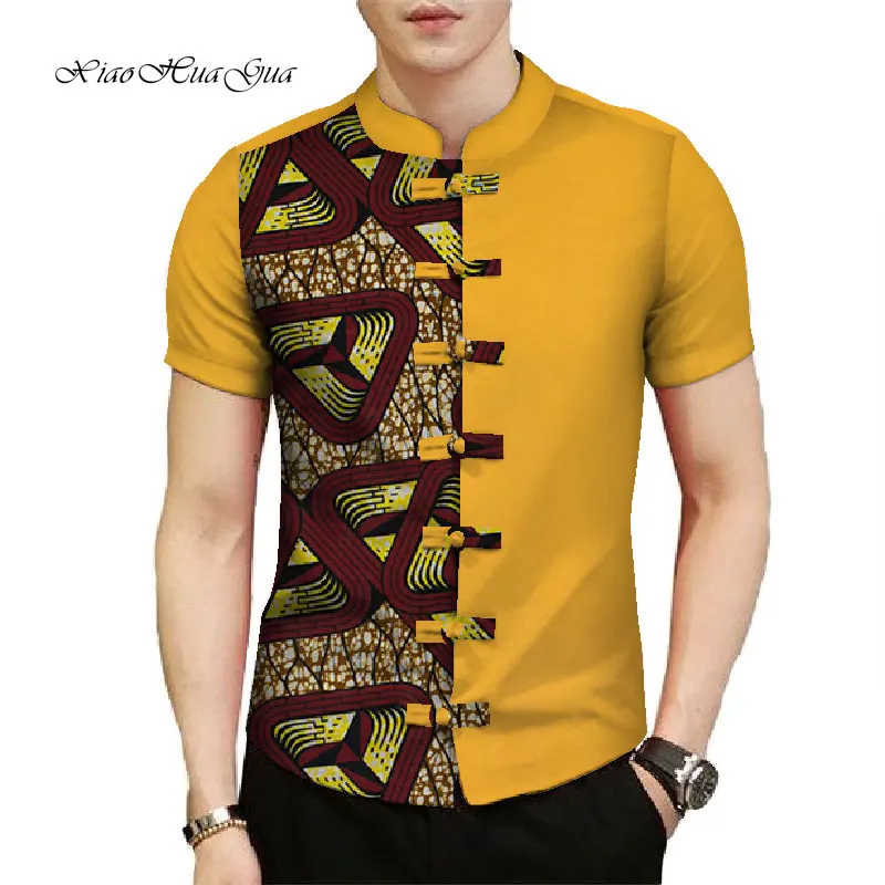 Африканская одежда Повседневные Вечерние мужские топы с коротким рукавом и стоячим воротником футболки Дашики Мужская Топ рубашка с принтом Базен Рише WYN773 - Цвет: 10