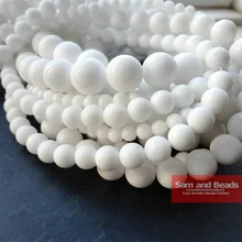 Free shipping Natural Stone White porcelain Beads 16 Strand 4 6 8 10 12mm Pick Size