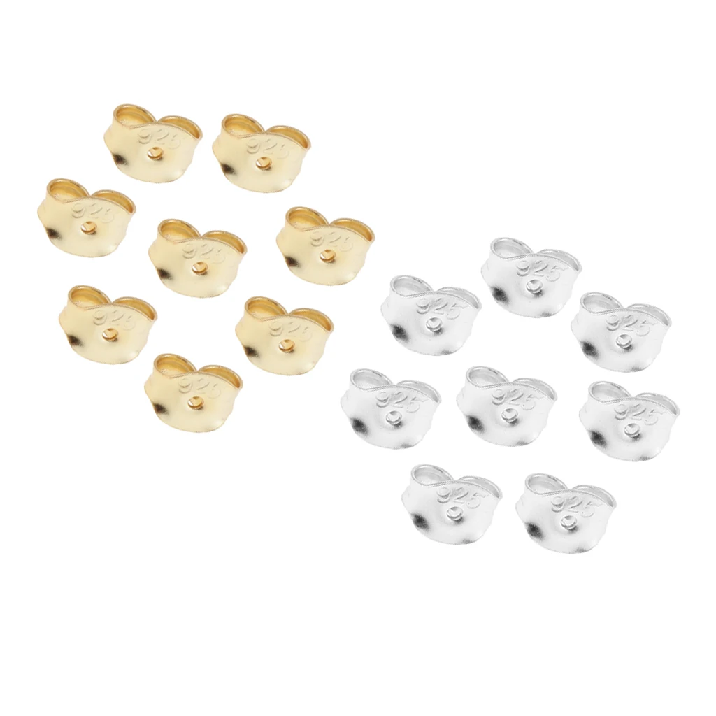 

16 Pieces Bulk 925 Sterling Silver Replacement Earring Backs Stoppers for Ear Studs DIY Findings Supplies