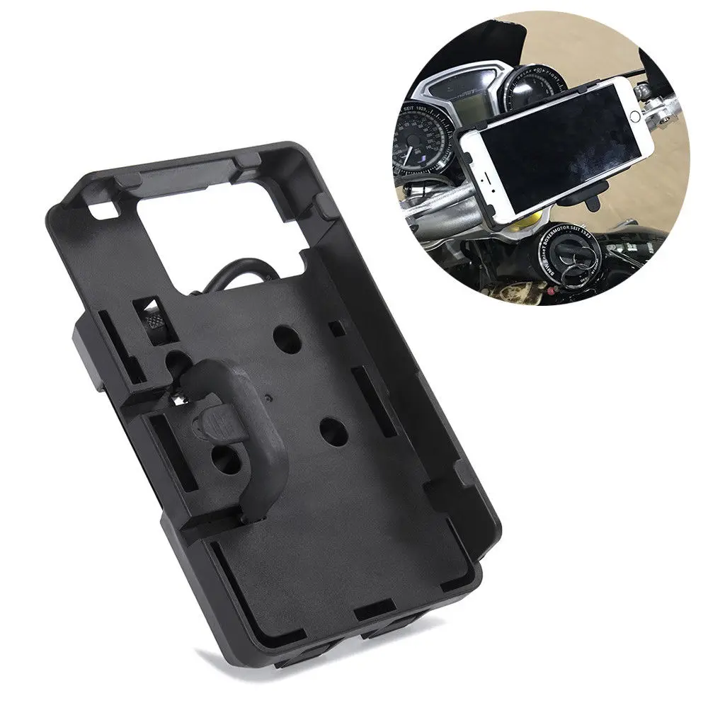 

Plastic Cell Mobile Phone GPS Navigation Mount Bracket Holder Stand USB Charger for Honda CRF1000L Africa Twin Black