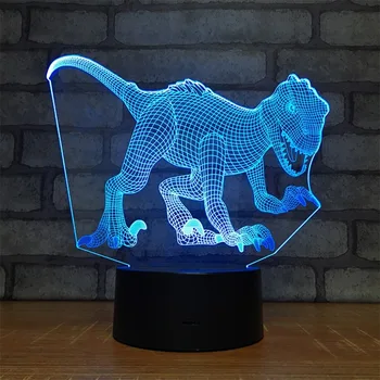

2019 New Dinosaur 3D Night Light Hot Sale Table Desk Lamp With AA Battery Room Atmosphere 7 Colors 3D Optical Illusion Lights