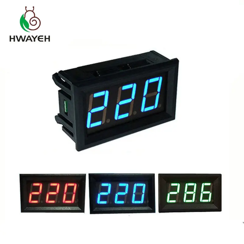 

AC 70-500V 0.56" LED Digital Voltmeter Voltage Meter Volt Instrument Tool 2 Wires Red Green Blue Display 110V 220V DIY 0.56 Inch