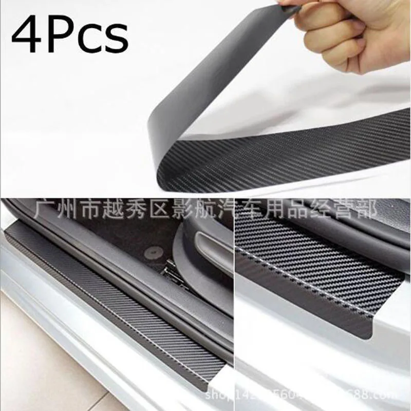 AOSRRUN Carbon fiber grain sticker font b car b font threshold bar welcome pedal Cover font