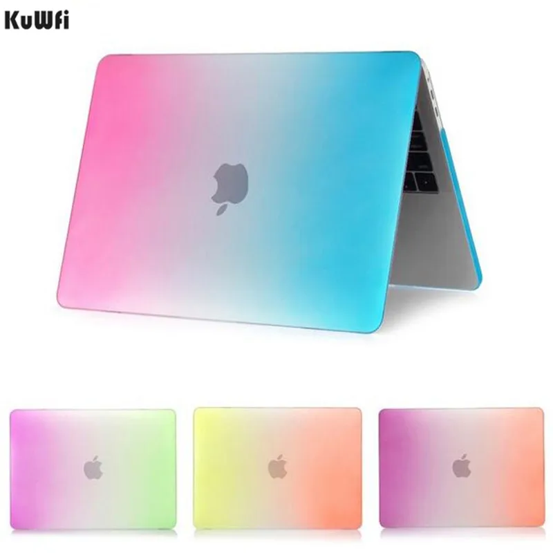 KuWFi Радужный защитный чехол книжка для ноутбука Macbook air 13 pro retina 12 11 15 жесткий без