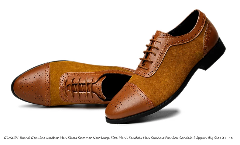 GLAZOV/мужские туфли-оксфорды из натуральной кожи и замши с двойным ремешком современные модные модельные туфли мужская повседневная обувь 38-48