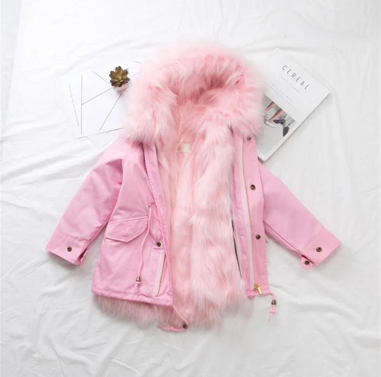 

Girls Winter Coat Faux Fox Fur Liner Jackets Toddlers Children's Outerwear Baby Girl Thicken Warm Coat Parkas For Boys Coat