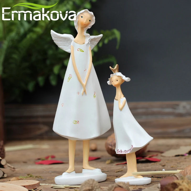 

ERMAKOVA 2 Pcs/Set Mother and Daughter Angel Figurine Angel Statue Sculpture Decoration Modern Statue Living Room Crafts